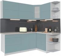 Готовая кухня Интерлиния Мила Матте 1.5x2.1 А правая (океан-океан-травертин серый)