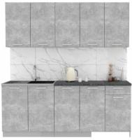 Готовая кухня Интерлиния Мила Лайт 2.0 (бетон-бетон-кастилло темный)