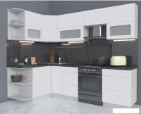 Готовая кухня Интерлиния Мила Матте 1.5x2.6 Б правая (белый-белый-кастилло темный)