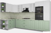 Готовая кухня Интерлиния Мила Деко 1.68x3.4 левая (белый-мята-опал светлый)