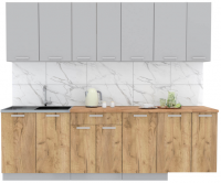 Готовая кухня Интерлиния Мила Лайт 2.6 (серебристый-дуб золотой-дуб бунратти)