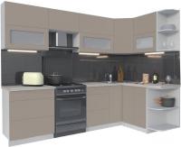 Готовая кухня Интерлиния Мила Матте 1.5x2.7 Б правая (луна-луна-травертин серый)