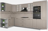 Готовая кухня Интерлиния Мила Деко 1.68x3.4 левая (луна-луна-травертин серый)