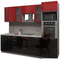 Готовая кухня Интерлиния Мила Gloss 2.8 (красный-черный)