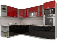 Готовая кухня Интерлиния Мила Gloss 1.88x3.0 левая (красный-черный)
