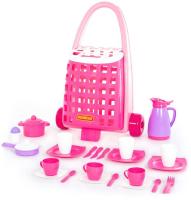 Набор игрушечной посуды Полесье Забавная тележка с набором детской посуды 44389