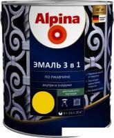 Эмаль Alpina Эмаль 3 в 1 по ржавчине (желтый, шелковисто-матовая, 2.5 л)