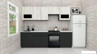 Готовая кухня ВерсоМебель Эко-7 2.5 (дуб крафт белый/антрацит/ст.мрамор итальянский)