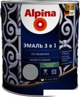 Эмаль Alpina Эмаль 3 в 1 по ржавчине (серебряный, шелковисто-матовая, 2.5 л)
