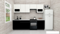 Готовая кухня ВерсоМебель Эко-7 2.5 (белый фасадный/черный/ст.мрамор итальянский)