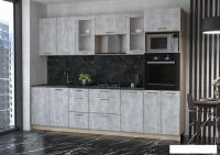 Готовая кухня Интерлиния Мила 2.8 ВТ (бетон/бетон/кастилло темный)