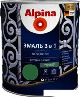 Эмаль Alpina Эмаль 3 в 1 по ржавчине (зеленый, шелковисто-матовая, 2.5 л)