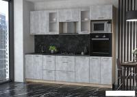 Готовая кухня Интерлиния Мила 2.6 ВТ (бетон/бетон/кастилло темный)