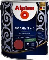 Эмаль Alpina Эмаль 3 в 1 по ржавчине (темно-корич., шелковисто-мат., 2.5 л)