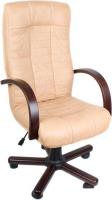 Кресло Деловая обстановка Атлант Экстра (орех, желто-бежевый, кожа люкс)