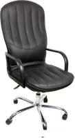 Кресло Деловая обстановка Дипломат Стандарт хром (черный, кожа люкс)