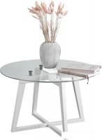 Журнальный столик Мебелик Рилле 445 (белый/стекло прозрачное круг)
