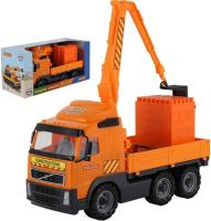 Автомобиль с краном Полесье Volvo автомобиль-кран с манипулятором + конструктор 30 эл. 9586