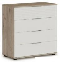 Комод Империал Джулия 4ящ (дуб крафт серый-белый глянец)