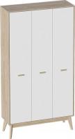 Шкаф распашной Мебельград Калгари 118.5x58x220 (дуб натуральный светлый/белый матовый)