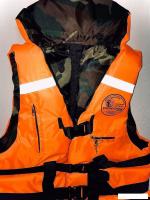 Жилет спасательный Poseidon Fish двухсторонний до 120 кг (оранжевый/камуфляж)