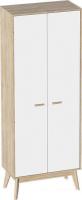 Шкаф распашной Мебельград Калгари 80.5x39x210 (дуб натуральный светлый/белый матовый)