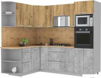Готовая кухня Интерлиния Мила Лайт 1.68x2.4 левая (дуб золотой/бетон/дуб бунратти)