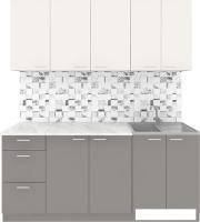 Готовая кухня Агута Альфа 1.8 (глиняный серый/сатин/опал светлый)