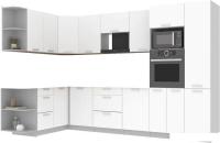 Готовая кухня Интерлиния Мила Лайт 1.68x3.2 левая без столешницы (белый платинум/белый платинум)
