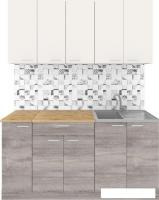 Готовая кухня Агута Альфа 1.5 (дуб пепельный/сатин/дуб бунратти)