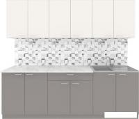 Готовая кухня Агута Альфа 2.4 (глиняный серый/сатин/этория)