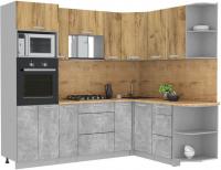 Готовая кухня Интерлиния Мила Лайт 1.68x2.4 правая (дуб золотой/бетон/дуб бунратти)