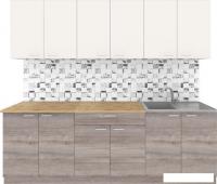 Готовая кухня Агута Альфа 2.4 (дуб пепельный/сатин/дуб бунратти)