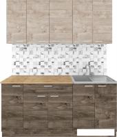 Готовая кухня Агута Альфа 1.7 (дуб эспрессо/дуб винтажный/дуб бунратти)