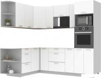 Готовая кухня Интерлиния Мила Лайт 1.68x2.4 левая без столешницы (белый платинум/белый платинум)