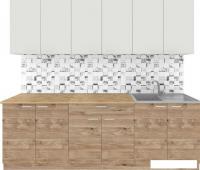 Готовая кухня Агута Альфа 2.4 (дуб золотой/холодный серый/дуб бунратти)