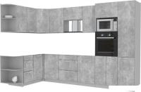 Готовая кухня Интерлиния Мила Лайт 1.68x3.2 левая без столешницы (бетон/бетон)