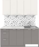 Готовая кухня Агута Альфа 1.6/60 (глиняный серый/сатин/опал светлый)