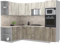Готовая кухня Интерлиния Мила Лайт 1.68x2.6 левая (дуб белый/дуб серый/малага)
