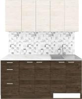 Готовая кухня Агута Альфа 1.6/60 (дуб темный/дуб светлый/опал светлый)