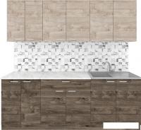 Готовая кухня Агута Альфа 2.2 (дуб эспрессо/дуб винтажный/опал светлый)