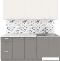 Готовая кухня Агута Альфа 2.0 (глиняный серый/сатин/опал светлый)