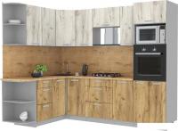 Готовая кухня Интерлиния Мила Лайт 1.68x2.6 левая (дуб белый/дуб золотой/дуб бунратти)