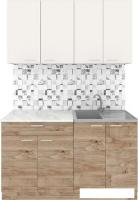 Готовая кухня Агута Альфа 1.4 (дуб золотой/сатин/опал светлый)