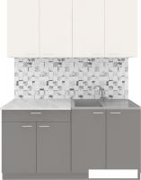 Готовая кухня Агута Альфа 1.6 (глиняный серый/сатин/опал светлый)