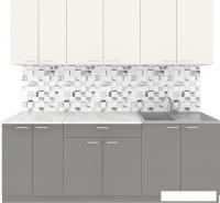Готовая кухня Агута Альфа 2.2 (глиняный серый/сатин/опал светлый)