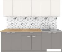 Готовая кухня Агута Альфа 2.4 (глиняный серый/сатин/дуб бунратти)
