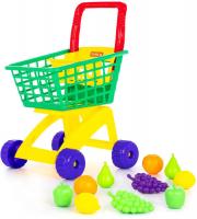 Тележка игрушечная Полесье №7 с набором продуктов 61911 (зеленый/желтый)