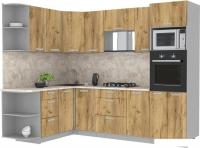 Готовая кухня Интерлиния Мила Лайт 1.68x2.6 левая (дуб золотой/дуб золотой/малага)