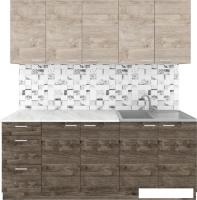 Готовая кухня Агута Альфа 2.0 (дуб эспрессо/дуб винтажный/этория)